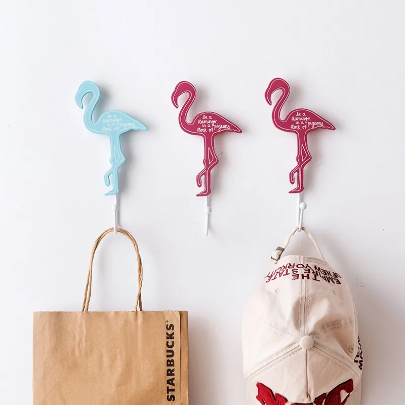 5PCS Flamingos Decorative Hooks Wall Clothes Hooks Creative American