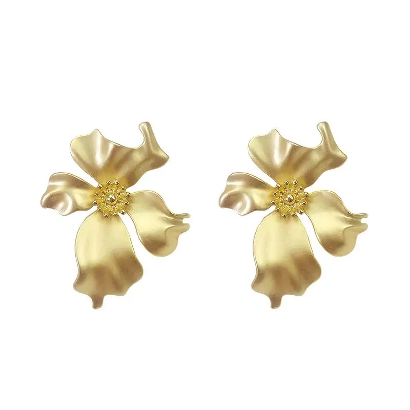 

Dominated Traditional texture metal three-dimensional flower earrings fashion exaggerated Women Drop earrings Jewelry