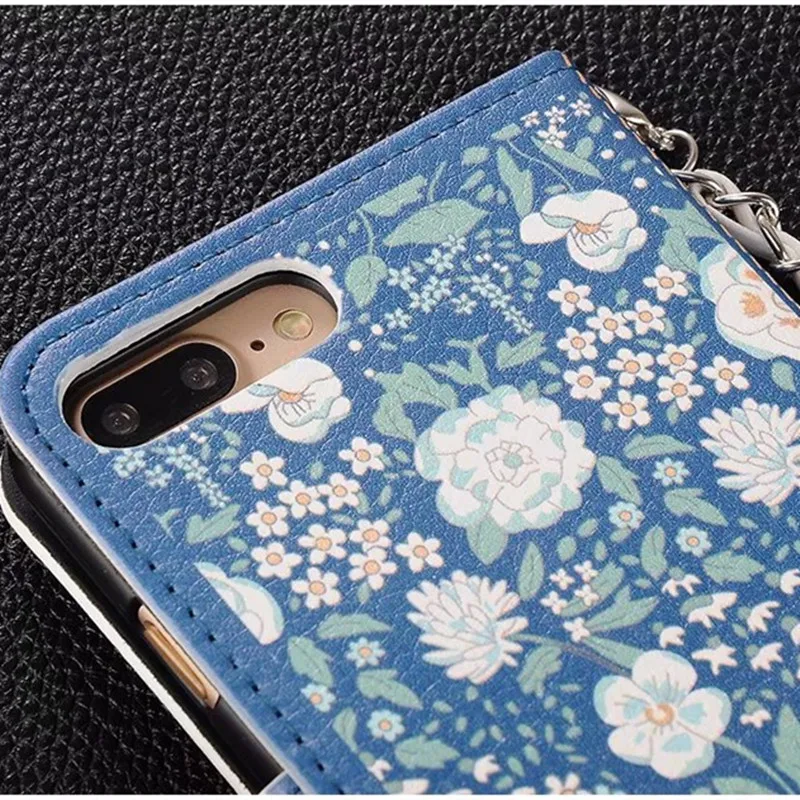 Для iPhone 5 se 5S 6 6s7 8 плюс xs max xr x чехол Роскошный кошелек карта кожа с цепочкой ремень цветок кулон телефон сумка
