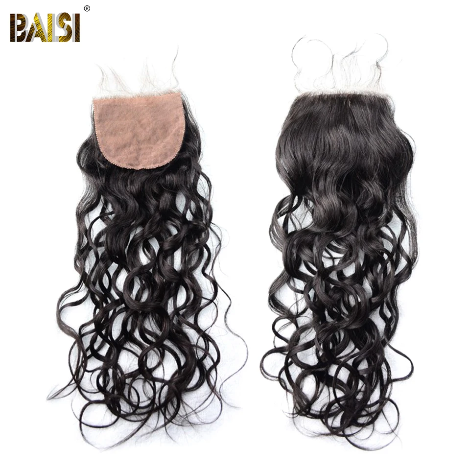 BAISI волосы бразильская холодная завивка 8A девственные волосы плетение 3 пучка с кружевом Закрытие человеческих волос