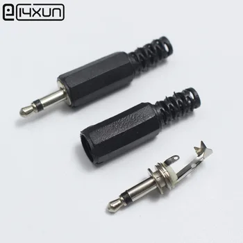 

100pcs 3.5mm Audio Mono Channel Male jack Plug 3.5 mm Plugs for Phone Headset Welding Type Black