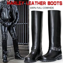 Кожаные церемониальные военные ботинки мужские высокие сапоги высокие рыцарские сапоги-трубы немецкие военные парадные шерстяные ботинки Второй мировой войны