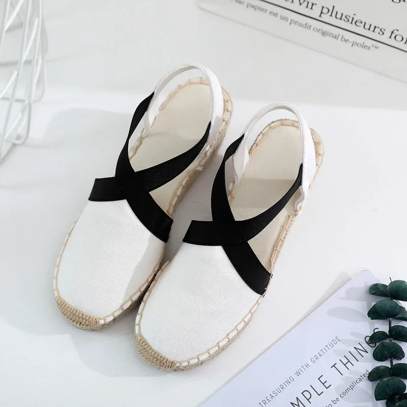 Summer Striped Platform Sandals Wedges Shoes For Women Hemp Rope Bottom Women's Espadrilles High Heels Slip On Canvas Fisherman  (8)