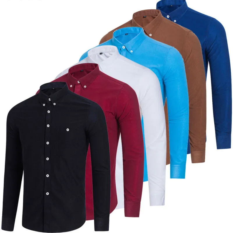 

Men's Stylish Casual Blouse Office Work Tops Shirt Spring Autumn Solid Color Button Lapel Slim Fit Shirt Long Sleeve Formal Tops