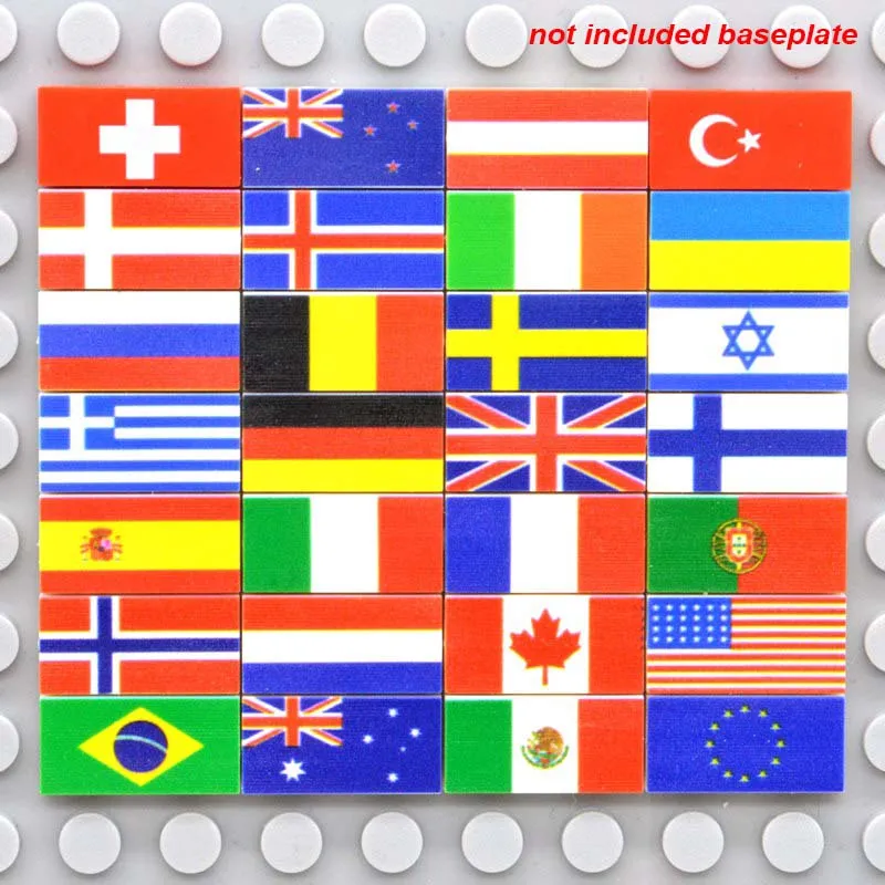 

28pcs/set 1*2 Bricks National Flags Printed 28 Countries Russia France Italy Spain MOC Building Blocks Toys for Children