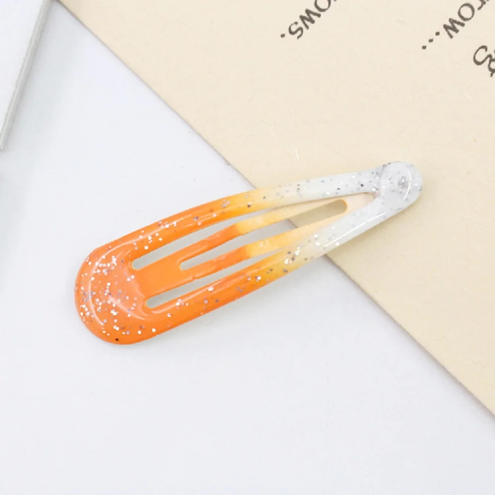 1 PC Glitter Gradient Color Girls Baby Hairpins Hair Clips Kid Barrettes Bobby Pins Headwear Children Accessories Baby BB Clips - Color: Orange