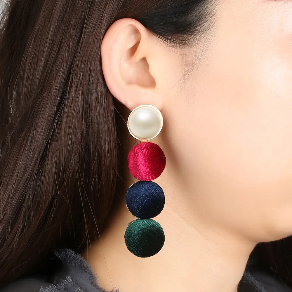 

1 Pair Fashion Vintage Women Crystal Imitation Pearl Drop Earrings Bohemia Long Ball Dangle Earring Brincos 2018 Bijoux