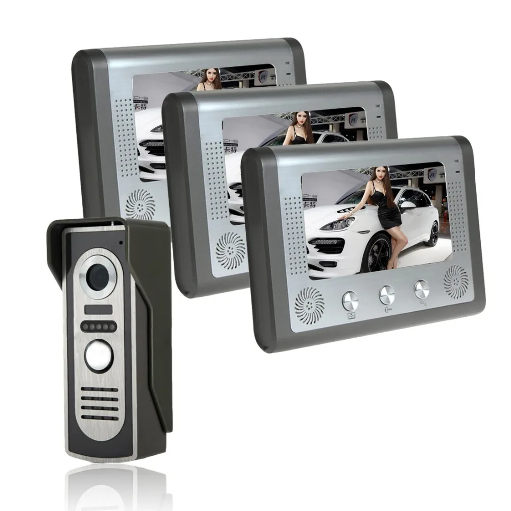 

Infrared night vision Rainproof 7 inch TFT Color LCD Display wired video phone system Kit hands-free indoor intercom 420TVLine