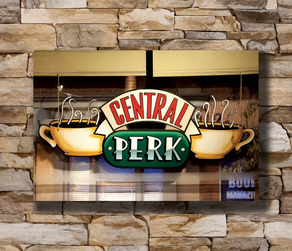 

N0815 FRIENDS - CENTRAL PERK WINDOW POSTER - 24x36 TV SHOW COFFEE SHOP 8x12 20x30 24x36 Silk Poster Art L-W Canvas Print Decorat