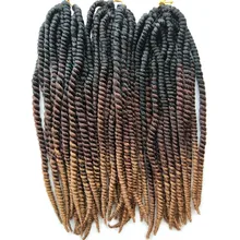 3 шт. Pervado волосы Гавана крючком Твист волосы косы 1" 16 корень низкотемпературное волокно коричневый 3 тона Омбре синтетические волосы расширение