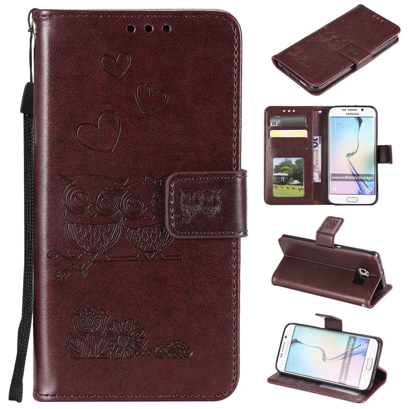 

2019 New Owl Flip Wallet Cell Phone Case For Samsung S7 Edge Coque Soft TPU Cover For Funda Galaxy S6 Case S7 Edge Leather Bag