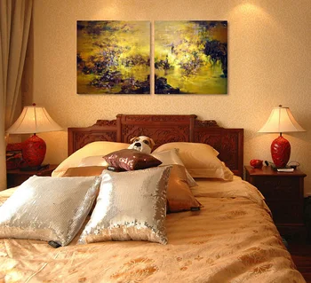 

2 pieces abstract painting 01 on oil painting canvas for living room decor and wallpaper