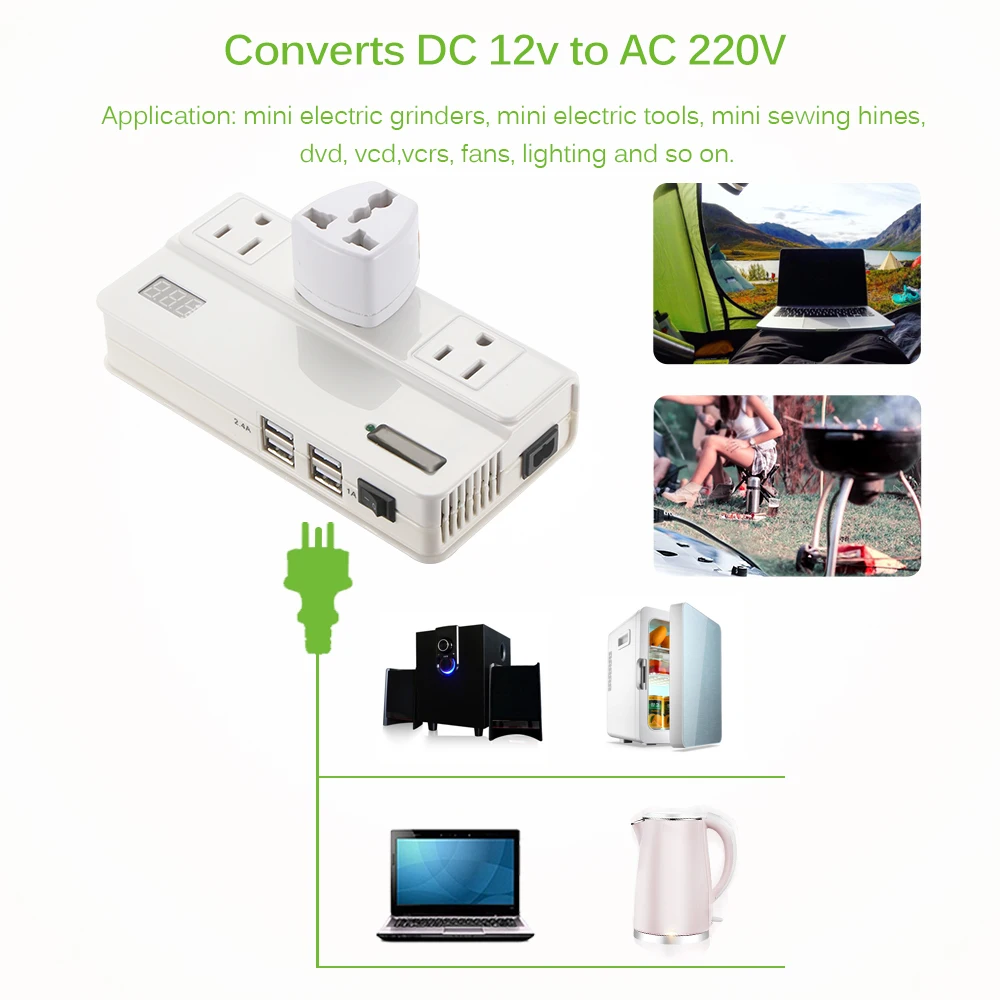 200 Вт Инвертор AC DC преобразователь автомобильный инвертор модифицированный синусоидальный инвертор 12 В 220 В с 4 портами USB и 3 розетки Автомобильные инверторы