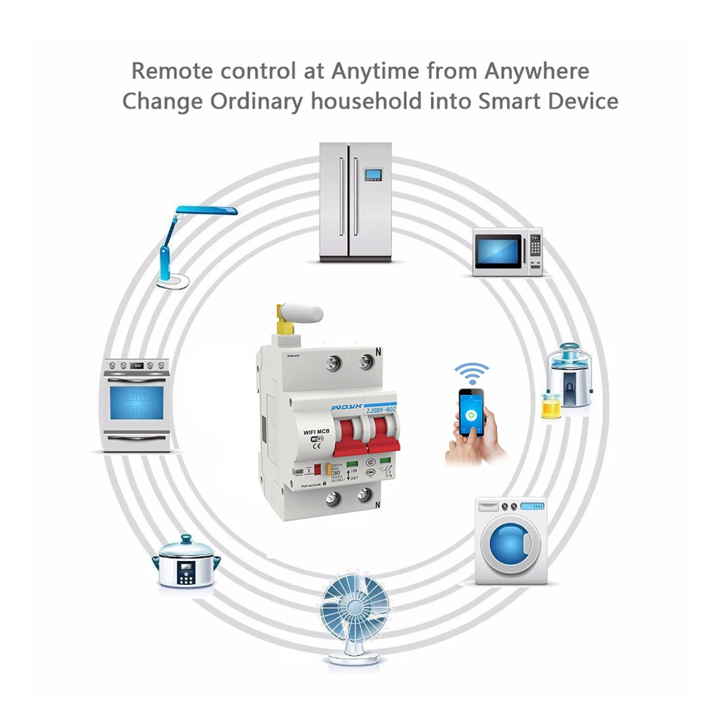2P 32A Wi-Fi Смарт-выключатель автоматический повторитель защита от перегрузки и короткого замыкания для Amazon Alexa и Google home
