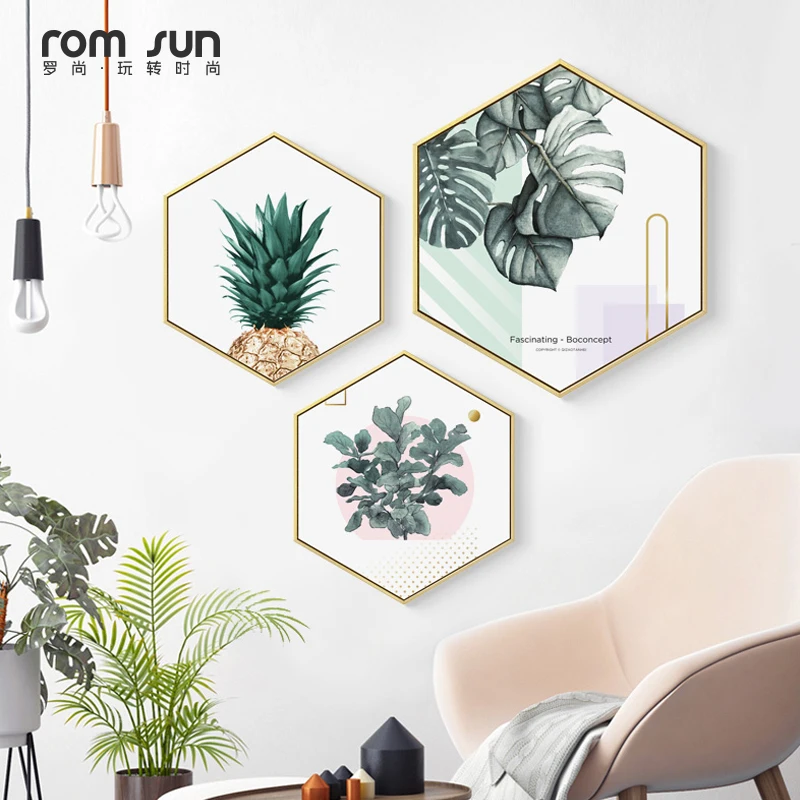 Nordic Hexagon Green Plant Canvas Painting HD Cactus Pineapple Wall Pictures For Living Room Fashion Home Decor Poster Wall Art Nordic Hexagon Green Plant Canvas Painting HD Cactus Pineapple Wall Pictures For Living Room Fashion Home Decor Poster Wall Art