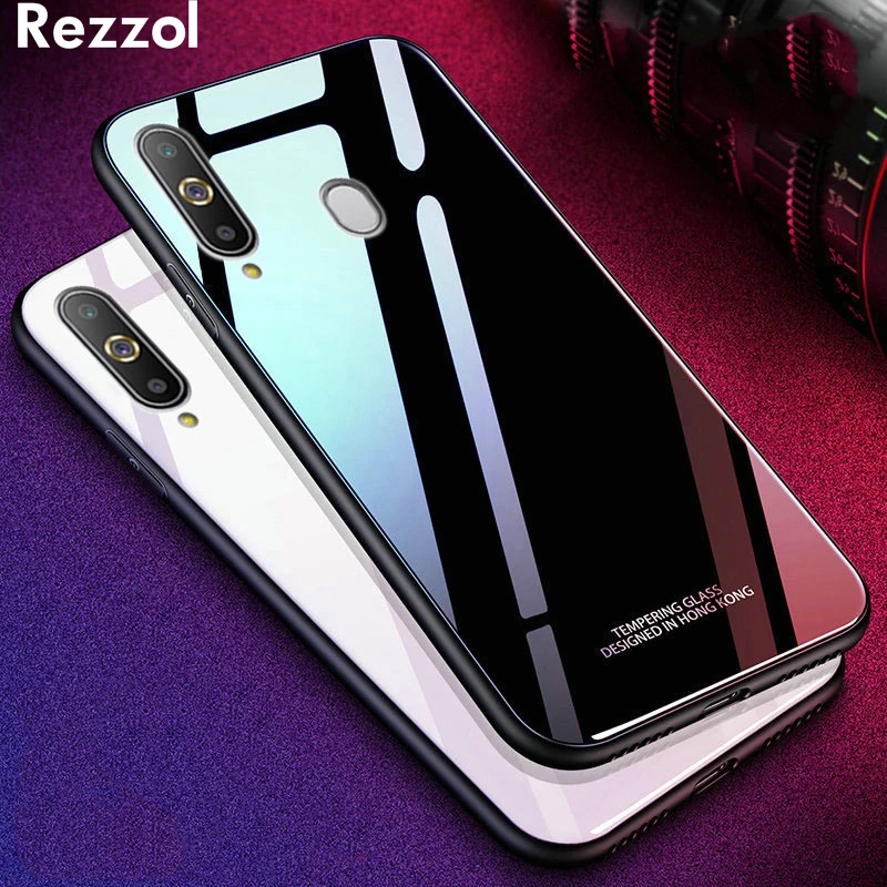 Rezzol For Samasung Galaxy A60 Case Tempered Glass Hard Back Cover Case With Silicone Frame For Samaung A60 Phone Case