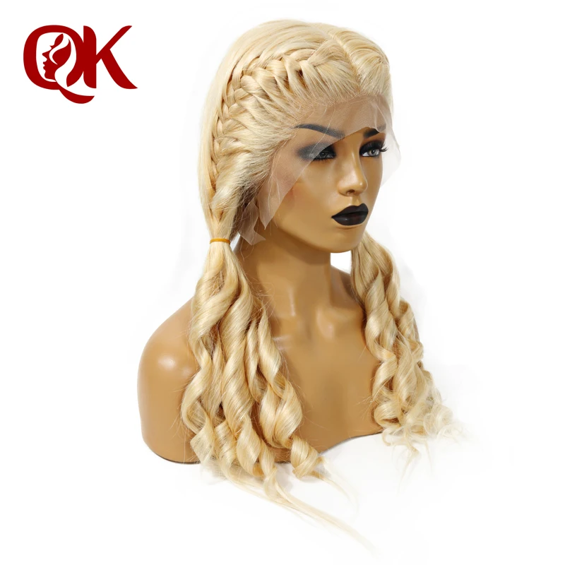 QueenKing волосы 180% Плотность европейские Человеческие волосы remy передние кружевные парики блонд 613 шелковистые прямые парики для женщин