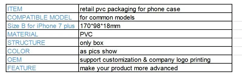 Excellent 2000 pcs  Wholesale Universal Custom Made Retail Packaging Box High Class PVC Package for iphone 7 7plus Mobile Phone Case 1