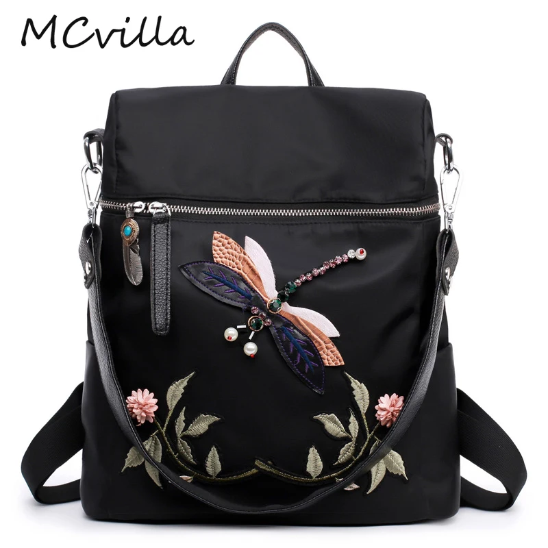 Chinese Embroidery Flower Backpack Women Oxford Waterproof Backpacks
