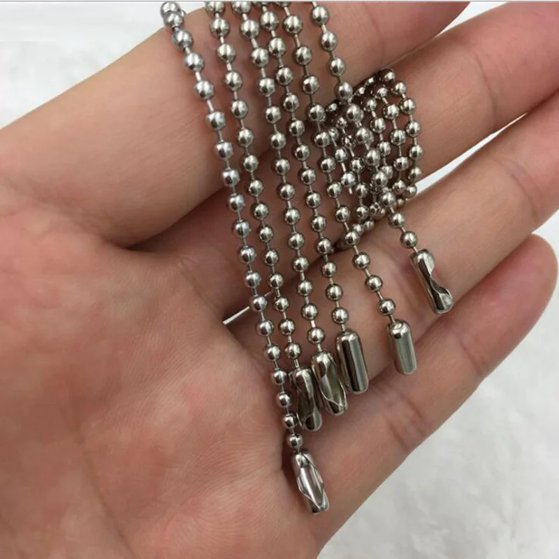 

Free Shipping 100 Pcs 24'' 2.4MM Bead Chain Necklace, Sliver Iron Metal Jewelry Link DIY Fashion Metal Necklace Chains