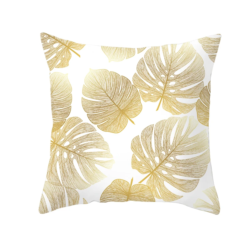 Fuwatacchi Золотая Подушка с принтами листьев, покрытие для растений, наволочка для подушки на диван-кровать для дома, роскошная декоративная наволочка из полистирола 45*45 см - Цвет: PC10105