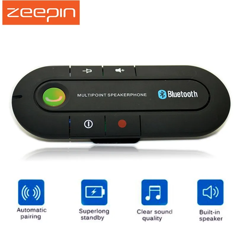 

Zeepin Wireless Bluetooth Car Kit Speakerphone Hands Free Car Speaker Visor Clip Built-in DSP with 2W Speakers Microphone
