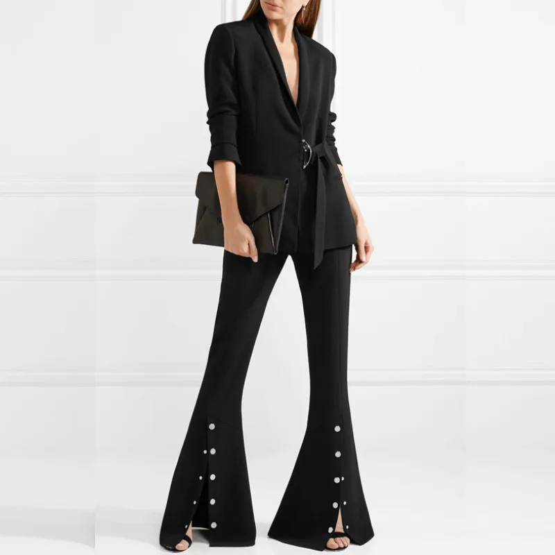 Длинные расклешенные брюки; Новинка 2019 года; модные брендовые брюки с высокой талией в английском стиле; тонкие расклешенные брюки