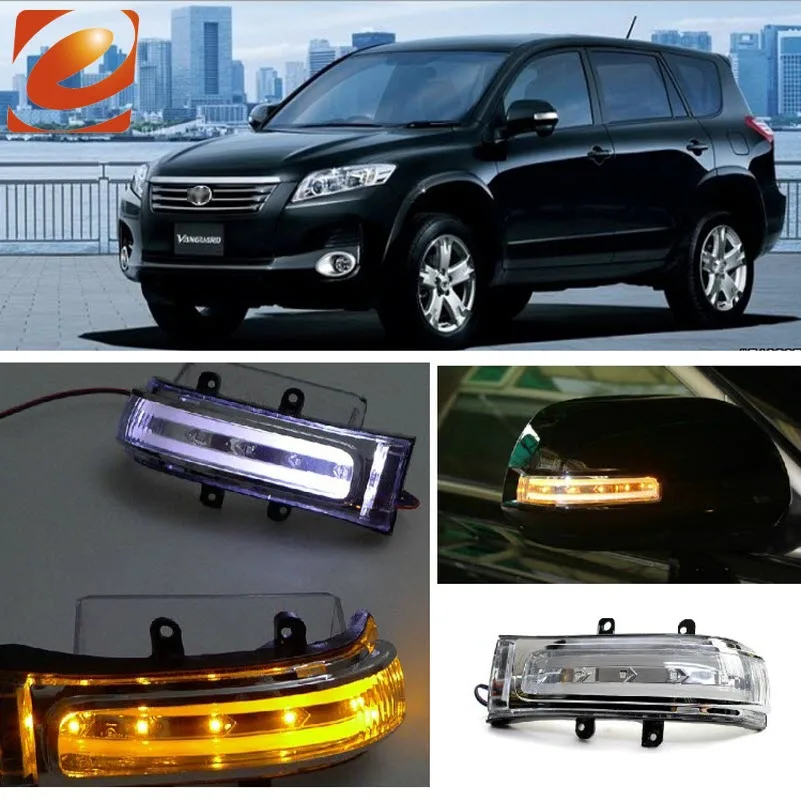 

eeMrke For Toyota Vanguard RAV4 2007-2012 Side Rear View Mirror Lights LED DRL Turn Signals