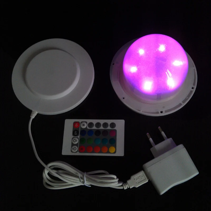 

D120mm RGBW multi-color remote control 6pcs RGBW lithium battery powered led Nightlight base 20pcs