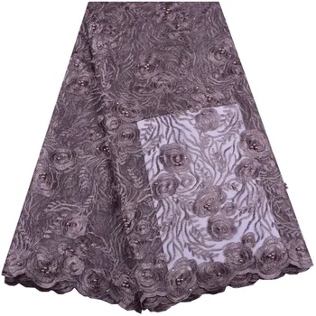 

African Lace Fabric 2018 High Quality African French Tulle Lace Fabric With Stones Guipure Nigerian Lace Fabrics 5Yards S1375