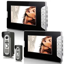 Video Doorbell 7″Inch Color TFT LCD Video Door Phone Doorbell Intercom Night Vision Home Security Kit 2 Camera 2 Monitor