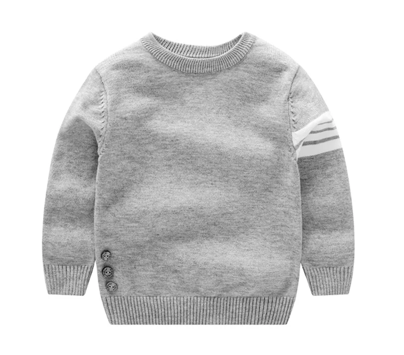 Повседневный свитер для маленьких мальчиков однотонный хлопковый пуловер с круглым вырезом Модный зимний свитер с длинными рукавами детский пуловер От 1 до 3 лет Одежда для маленьких мальчиков