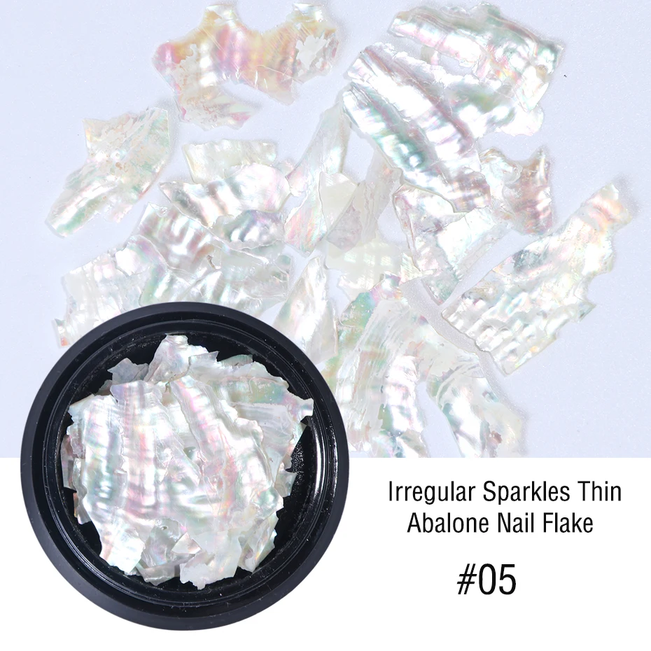 1 Box 3D Nail Sequins Colorful Abalone Shell Marble Irregular Nail Art Broken Slice Glitter Flake DIY Manicure Holographic LA791 (12)