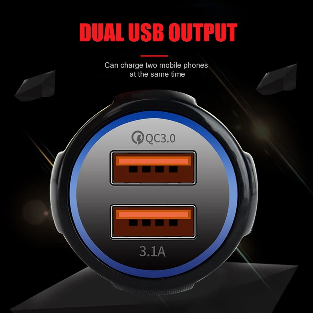 سريع تهمة 3.0 شاحن سيارة المحمولة 5 V 3.1A سريع شحن GPS المزدوج USB سيارة-شاحن آيفون سامسونج باد مزدوجة شاحن يو اس بي
