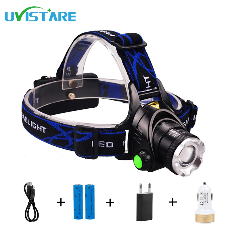 

Uvistare Z1 5000Lm CREE XM-L2 HeadLight Zoomable Rechargeable Headlamp Waterproof Torch Head lights for Camping Patrolling