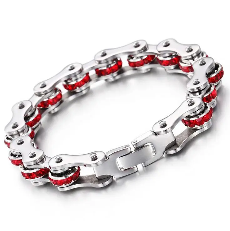 8.26"*12mm New Fashion Womens Men Stainless Steel Motorcycle Chain Bracelet Silver Biker Bicycle