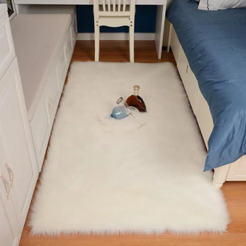 Искусственные шерстяные мягкие коврики для спальни прикроватные пушистые ковры для детской комнаты Противоскользящие коврики детские ковры домашний Декор коврик для пола