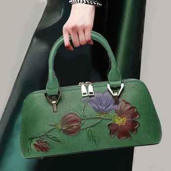 

Women Elegant Noble Handbag Genuine Leather Top Leather Zipper Top-handle Bag Ladies Party Shoulder Bags Crossbody Birthday Gift