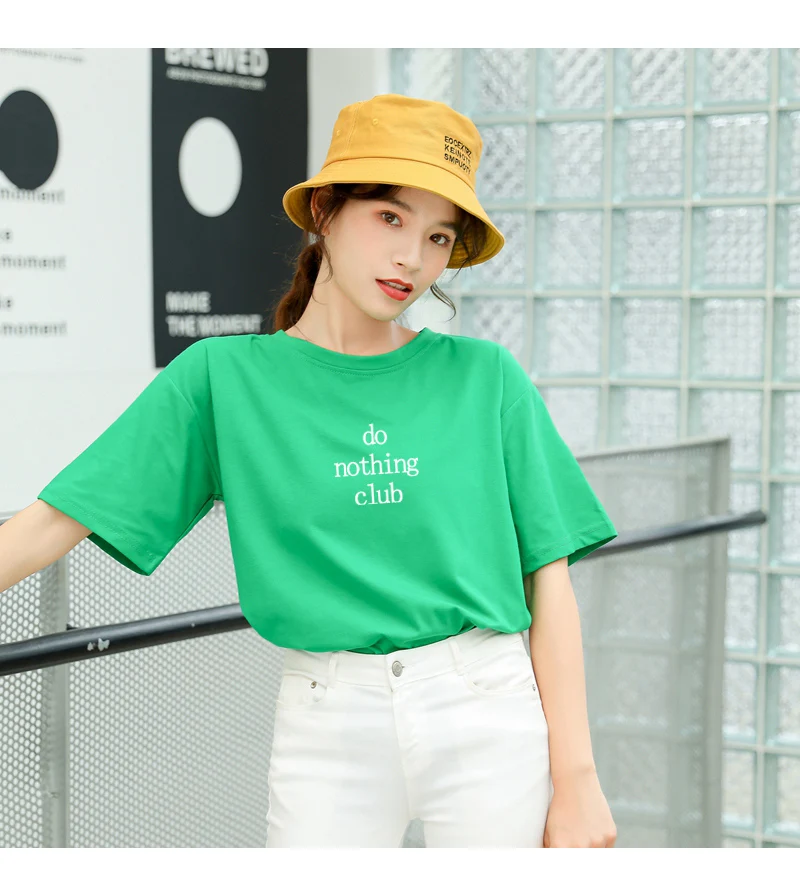 do nothing club Letters Print Tshirt Women Harajuku Short Sleeve Cotton Casual Funny T Shirt Streetwear Hipster Tumblr Tops Tees (11)