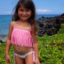 Детский купальник на бретельках с бахромой; детский купальник; бикини с кисточками для маленьких девочек