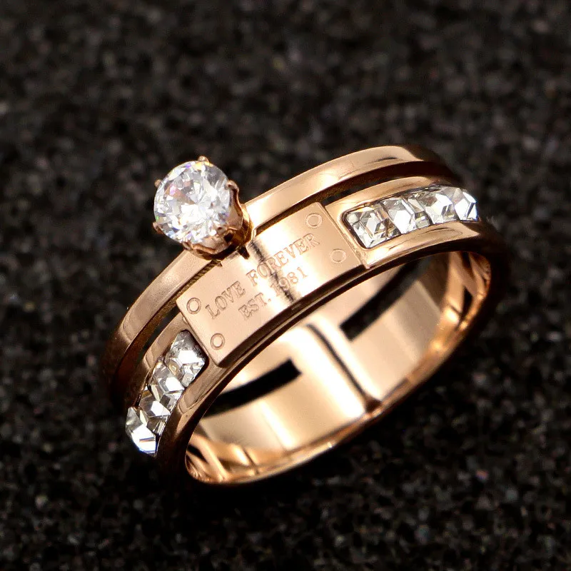 Роскошное Брендовое кольцо с надписью LOVE FOREVER AAA кубическим цирконием