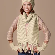 3 шт., женская модная шапка+ шарф+ перчатки/набор, зимние женские теплые шарфы, шерстяные вязаные шапки, перчатки