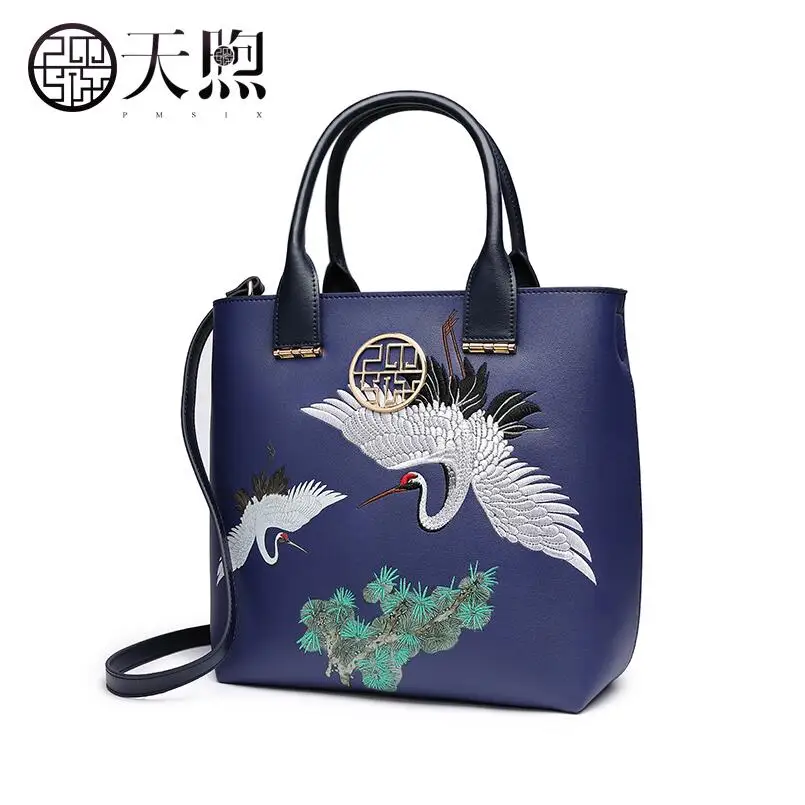 

Tmsix 2019 New women Pu Leather bags fashion embroidery luxury tote handbags designer women bag leather handbags Crossbody bags