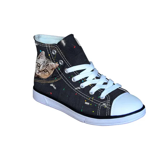 CC3323AT FORUDESIGNS/Новинка; детская обувь из джинсовой ткани с милыми щенками и кошками; сезон весна-осень; кроссовки на шнуровке для мальчиков и девочек; парусиновая детская спортивная обувь с высоким берцем - Цвет: CC3323AT