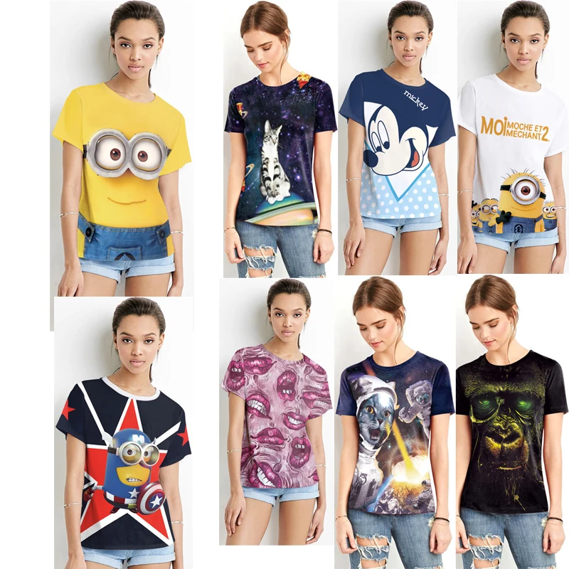 2017 New Fashion Print Summer T Shirt Women Short ...