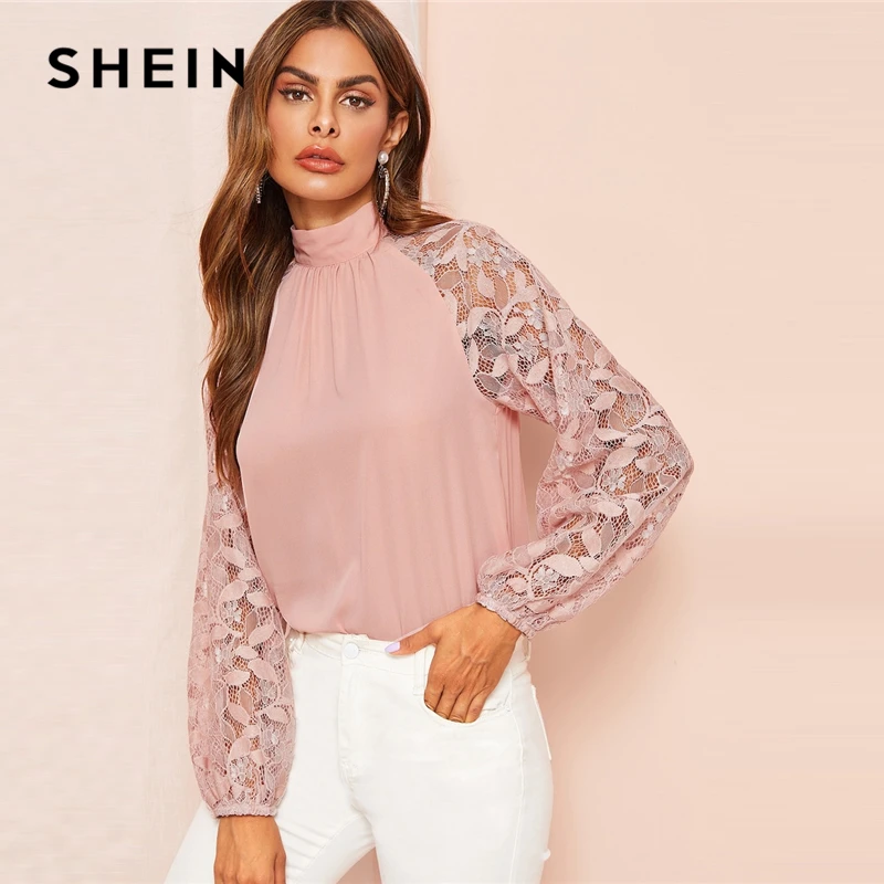 SHEIN Нарядная Блузка С Прозрачными Рукавами, Блузка С Ажурными Прозрачными Рукавами