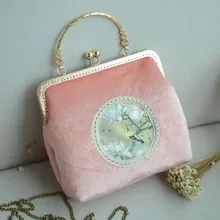 Новое поступление леди птица розовый кружево животное Цветочная Магнолия цепь металлический каркас бархат кроссбоди женская сумка на плечо