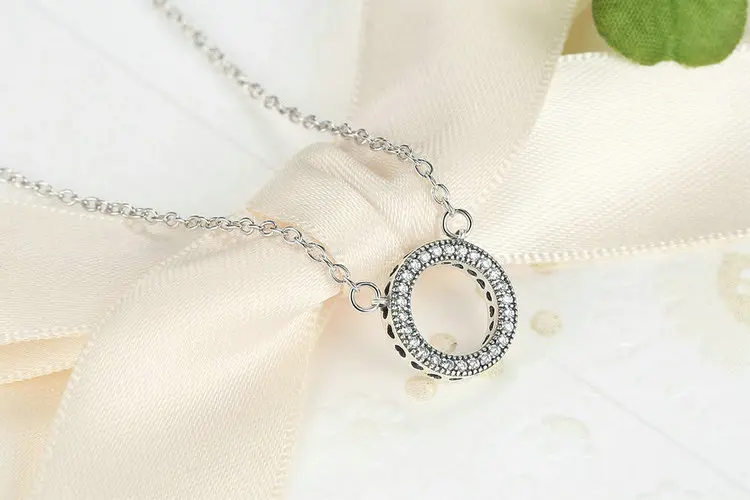 Популярный стиль Настоящее 925 пробы серебряное круглое сердце романтическое ожерелье с подвеской для женщин ювелирное изделие подарок для влюбленных