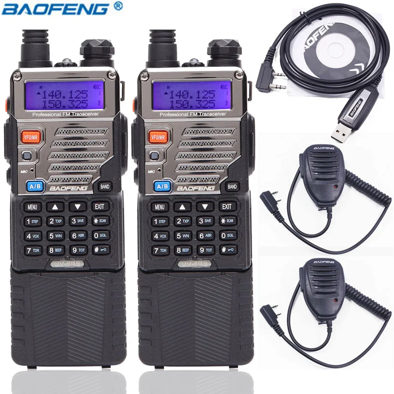 2 шт. Baofeng UV 5RE 8 Вт высокое Мощность рация 3800 мАч ful Uhf Vhf 10 км Диапазон Пеший Туризм CB