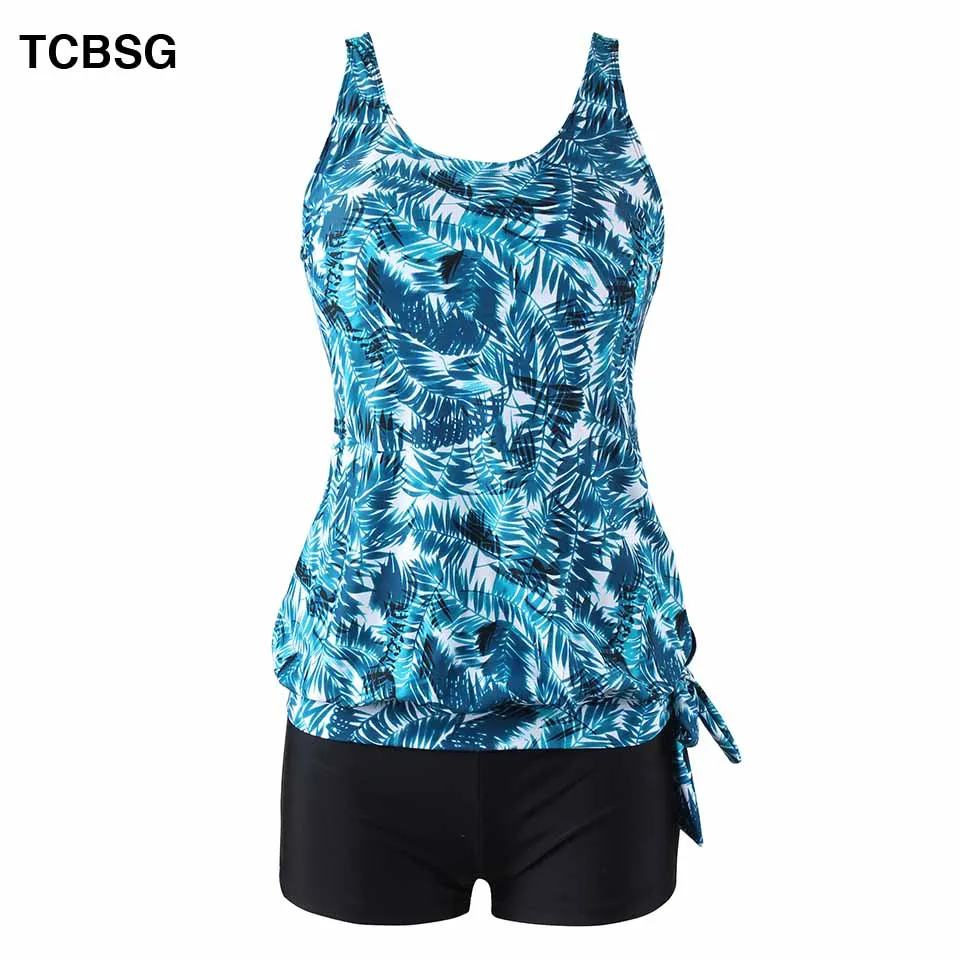 

TCBSG Sexy Women Swimwear Push Up Bathing Suits Solid Tankini Female Swimsuit Set Print Bottom Summer Swim Patchwork Beach Wear